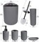 Bathroom Accessories Set 6 Piece Bath Ensemble with Smooth Surface Includes Soap Dispenser, Toothbrush Holder, Toothbrush Cup, Soap Dish for Decorative Countertop and Housewarming Gift, Grey
