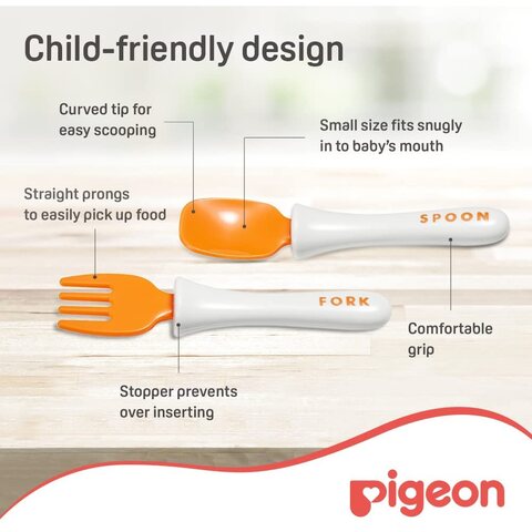 Pigeon Do It Myself Spoon And Fork Set With Travel Case Stage 2 26400 Multicolour Pack of 3