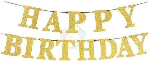 Buy Party Time Gold Glittery Happy Birthday Banner Letter Cut-outs Paper  Bunting Banner For Birthday Party Decorations - Party Supplies Online -  Shop Home & Garden on Carrefour UAE