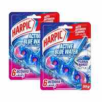 Harpic Active Blue Water Floral Burst Toilet Rim Block 35g Pack of 2