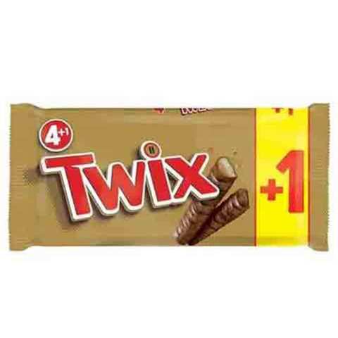 Twix Chocolate Twin 50 Gram 4 Pieces + 1 Free