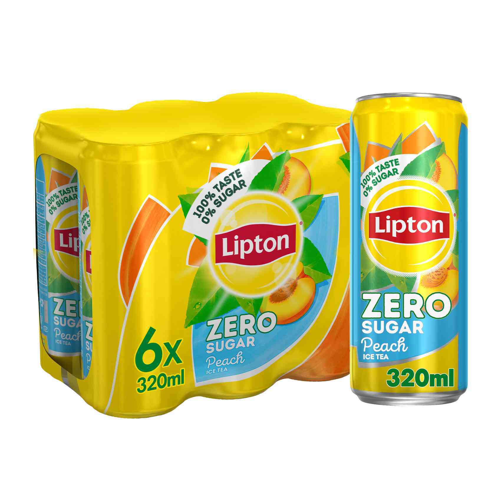 Buy Lipton Zero Sugar Peach Iced Tea 320 ml Pack of 6 Online Shop