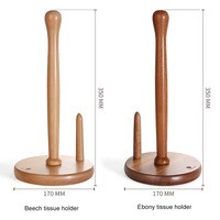Generic-Wooden Vertical Stand Roll Paper Stand Holder Kitchen Paper Towel Toilet Tissue Holder Household Kitchen Tool