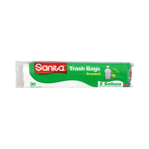 سانيتا اكياس القمامة 5 جالون 30 كيس أبيض صغير 50 × 46 سم