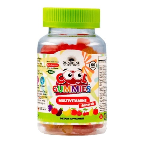 Sunshine Nutrition Vegan Multivitamins Cool Gummies Dietary Supplement Gummies 60 Tablets