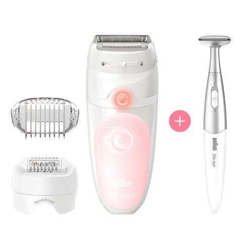 Buy Braun Silk-Épil 5 Epilator With 4 Extra Head And Bikini Styler SES 5820 White in UAE