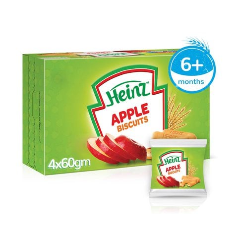 هاينز فارليز بسكويت مغذي للرضع والأطفال بنكهة التفاح 60 غرام حزمة من 4