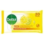 Buy Dettol Fresh Antibacterial Skin Wipes for Use on Hands, Face, Neck etc, Protects Against 100 Illness Causing Germs,20 Water Wipes in Saudi Arabia