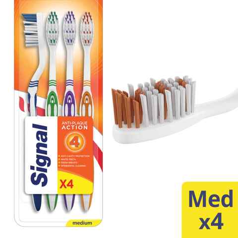 Signal Anti-Plaque Action Toothbrush Medium Multicolour 4 PCS