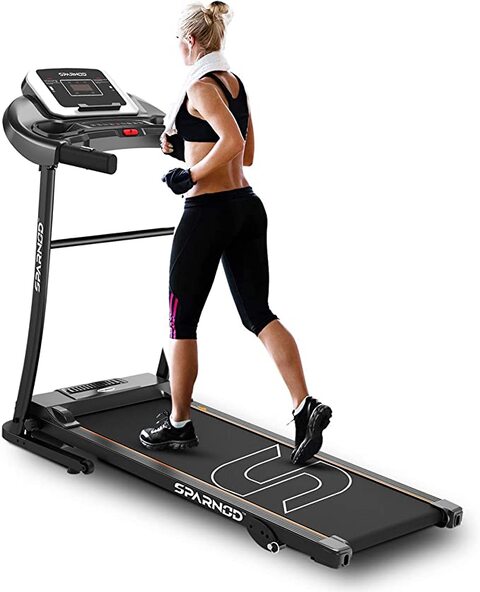 Sparnod Fitness STH-1250 (3 Hp Peak) Automatic Motorised Treadmill for Home Use   Speed-12Km/Hr   Max User Weight 100 Kg   3 Level Manual Incline   Free Installation Video Assistance