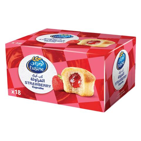 Buy Lusine Cup Cakes With Strawberry Filling 30g 18 Pieces in Saudi Arabia