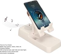 Atraux Cell Phone Stand, Adjustable Phone Holder For Desk With Anti-Slip Base &amp; Bluetooth Speaker (White)
