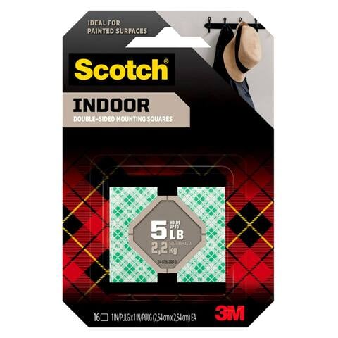 Scotch 111S-SQ-16 Indoor Mounting Squares, 1-inch length (2,54cm), Holds 1.8 Kg. whole pack. 16 squares/pack