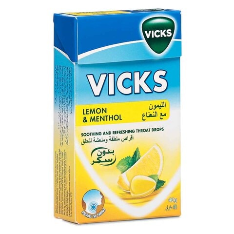 Vicks Lemon And Menthol Soothing And Refreshing Throat Drops 40g