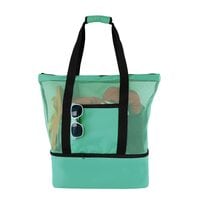 Aiwanto 2 in 1 Beach Bag Travel bag Picnic Bag Mesh Beach Tote Bag with Cooler Bag For Travel Swimming Camping(Green)