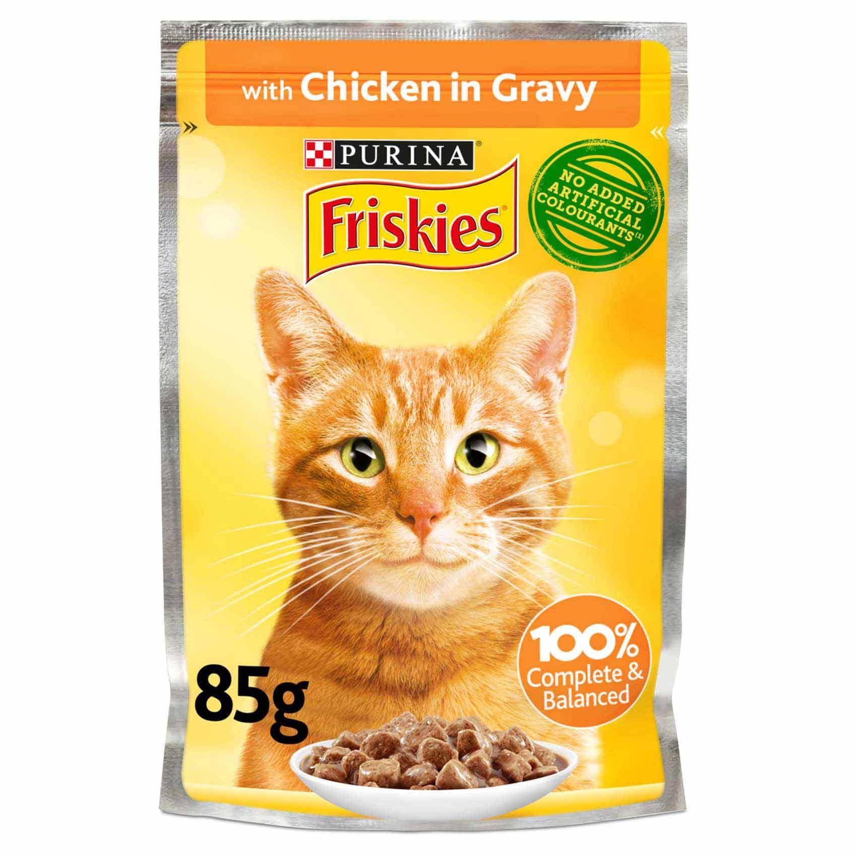 Buy Purina Friskies Chicken Chunks in Gravy Wet Cat Food Pouch 85g