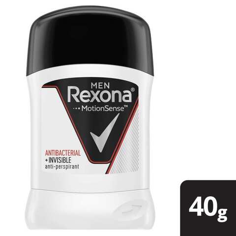 Rexona Men  Antiperspirant Deodorant Stick 48 Hour Sweat And Odor Protection Antibacterial + Invisible Keeps You Feeling Fresh And Dry 40g