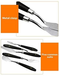 Generic 5Pcs Painting Knife Set Palette Knife Stainless Steel Spatula Kit For Artist Canvas Oil Paint Color Mixing Painting Tool Set-Black
