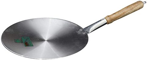 Tiger Aluminium Flat Cooking Pan (Tawa) With Wooden Handle