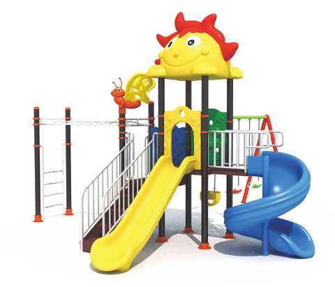 Rainbow Toys - Toys 6 in 1 New Villa Garden Toys Playground set with 1 Straight Slide, 1 Climbing Gymnastics Monkey Bars, 1 S_shape slide and 3 Seat Swing Set Model No : size: 540x620x330cm.