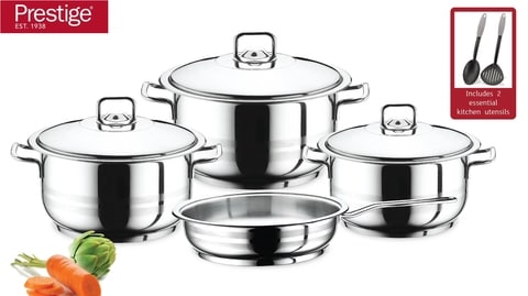 Buy Prestige Stainless Steel Cookware Set 9 Pcs Online Shop Home Garden On Carrefour Uae