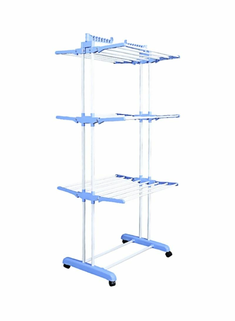 Buy Generic Foldable Clothes Drying Rack White/Blue 64X168X50Centimeter Online Shop on