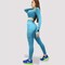 Kidwala 2 Pieces Power Set - High Waisted Leggings with Cropped Long Sleeves Top with Thumb holes Workout Gym Yoga Mesh Outfit for Women (Small, Blue)