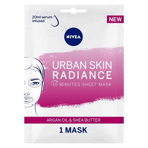 Nivea Urban Skin Radiance Face Sheet Mask With Argan Oil And Shea Butter