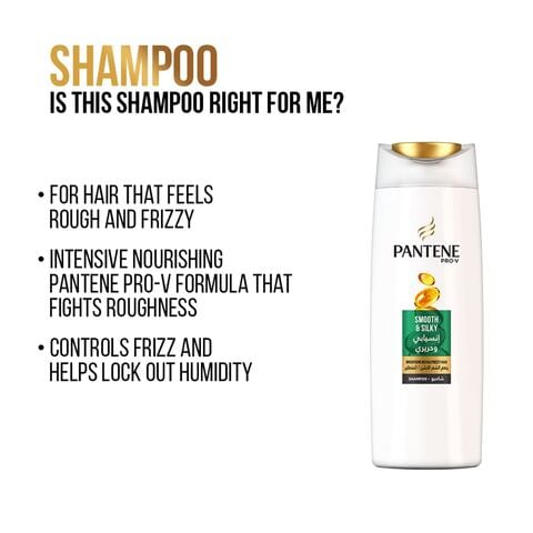 Buy Pantene Pro-V Shampoo Smooth & Silky Smoothens Rough Frizzy Hair 1000  Ml Online - Shop Beauty & Personal Care on Carrefour Jordan