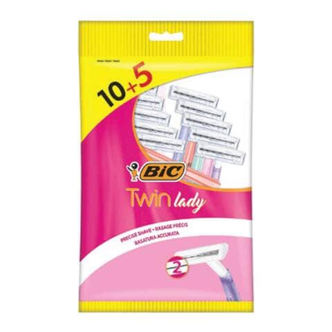 Buy BiC Twin Lady Disposable Razor Multicolour 15 count in Saudi Arabia