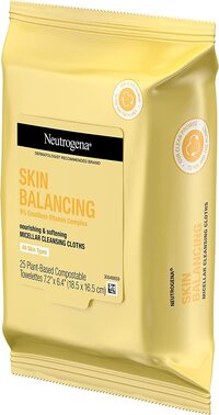 Neutrogena Skin Balancing Micellar Cleansing Cloths Makeup Remover Nourishing Wipes With 100% Plant-Based Fibers, Vitamin E &amp; Pro-Vitamin B5, Paraben-Free, Hypoallergenic, 25 Count