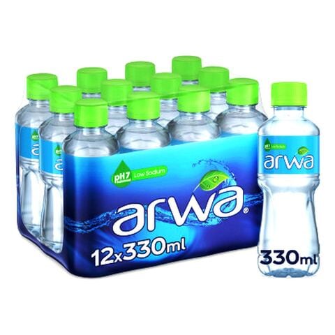 Buy Arwa Still Water Bottled Drinking Water Pet 330ml Pack of 12 in UAE