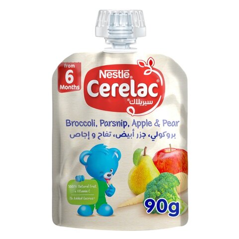 Nestle Cerelac Broccoli, Parsnip, Apple And Pear Fruits Puree 90g