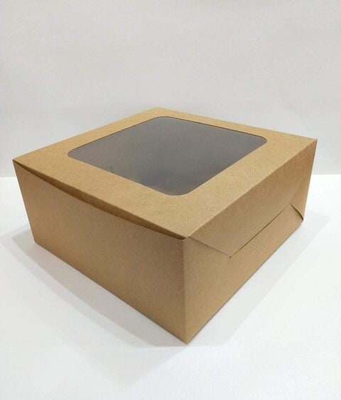 Red Dot Gift Bakery Boxes With Clear Window (Pack Of 10/50/100) - 10&quot; X 10&quot; X 4.8&quot; (26 * 26 * 12cm) - Brown Kraft Paper Box For Pie, Cookies, Cake, Or Cupcakes (100)