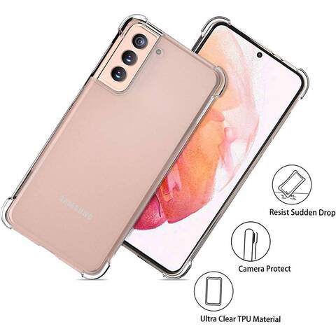 Silicone Case for Samsung S21 Plus TPU Transparent Clear Gold Cover