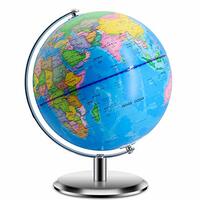 Sprite Beat World Globes for Kids - Size 9&quot; Educational World Globe with Stand Adults Desktop Geographic Gobles Discovery World Globe Educational Toy for Children - Geography Learning Toy (Blue)