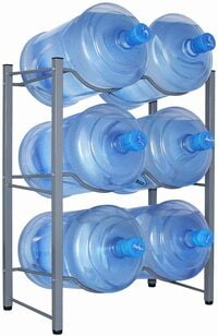 Generic 5 Gallon Water Bottle Holder 3 Tier Water Cooler Jug Rack For 6 Bottles Heavy Duty Detachable Space Saver Shelf For Home Office Organization Silver, Leostar, 31175