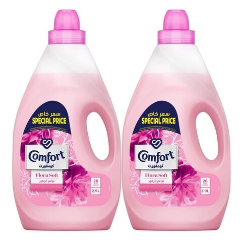 اشتري Comfort Flora Soft Fabric Softener Pink 2.9L Pack of 2 في الامارات