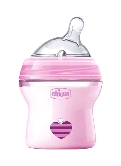 Buy Chicco Natural Feeling Color Angled Feeding Bottle Pink 150ml in Saudi Arabia