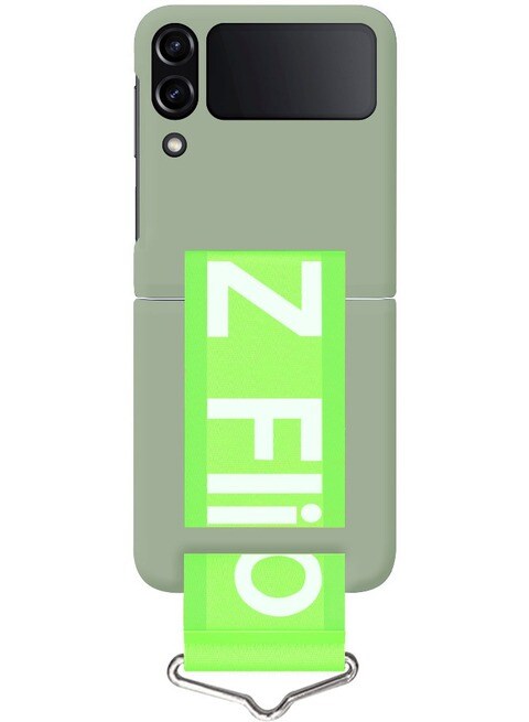 Samsung Galaxy Z Flip 4 Silicone Case with Strap Holder Hand Wristband Folding Cover Compatible with Galaxy Z Flip4 6.7 inch Green