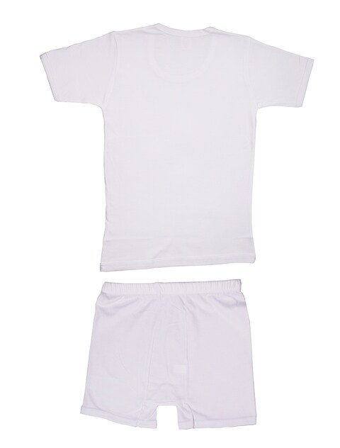 Cotton Round Neck Half Sleeves Undershirt and Short Underwear Boy Set white ( 9-10 Years )