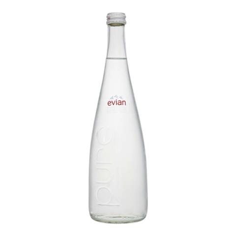 evian water glass bottle