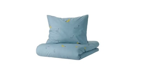 Duvet cover and pillowcase, banana pattern blue150x200/50x80 cm