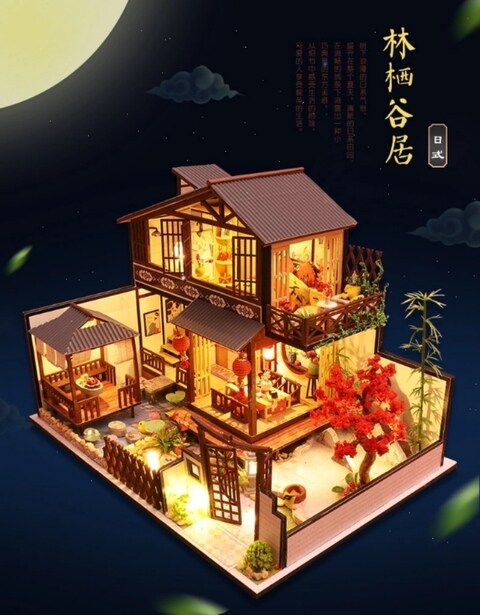 DIY Miniature Dollhouse Kit Realistic 3D Wooden House Room Craft with Furniture LED Lights(001)