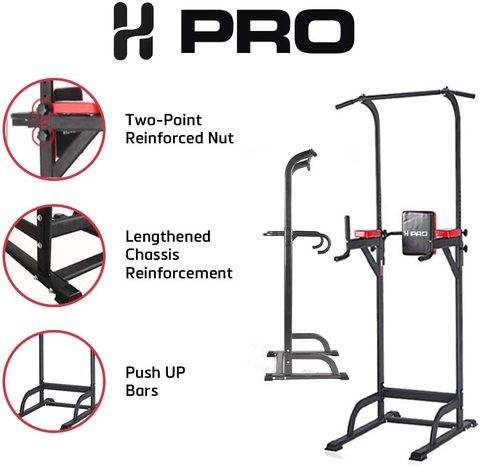 H PRO Multi-Function chin up station with rope &amp; backrest - HM7774
