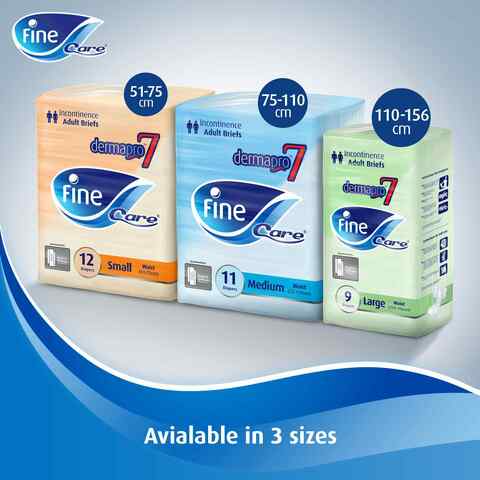 Fine Care Incontinence Unisex, Disposable and Highly Absorbent, Size Large, Waist (110 - 156 cm), Pack of 9 Adult Diapers
