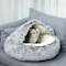DEO KING Semi-enclosed Short Plush Pet Bed Grey 50*50*18cm