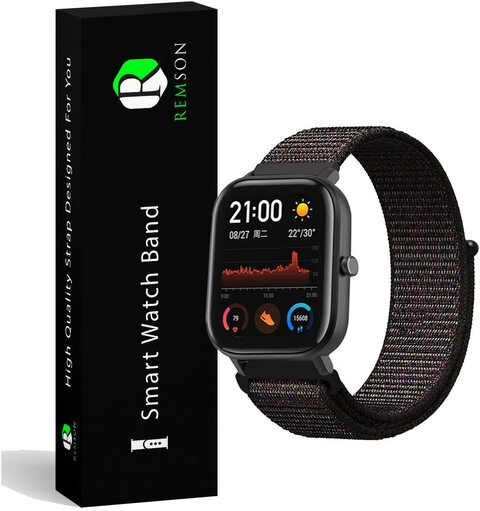 Buy Remson Amazfit Gts/Amazfit Gtr 42mm Nylon Sport Loop Strap 20mm (Black  / Rm-0959) Online - Shop Smartphones, Tablets & Wearables on Carrefour UAE