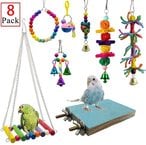 Buy Mumoo Bear 8 Packs Bird Swing Chewing Toys- Parrot Hammock Bell Toys in UAE