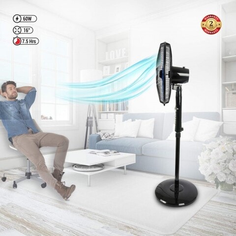 AFRA Japan Electric Stand Fan, 60W, Adjustable Height, 5 Blades, Black, G-Mark, ESMA, RoHS, And CB Certified, 2 Years Warranty